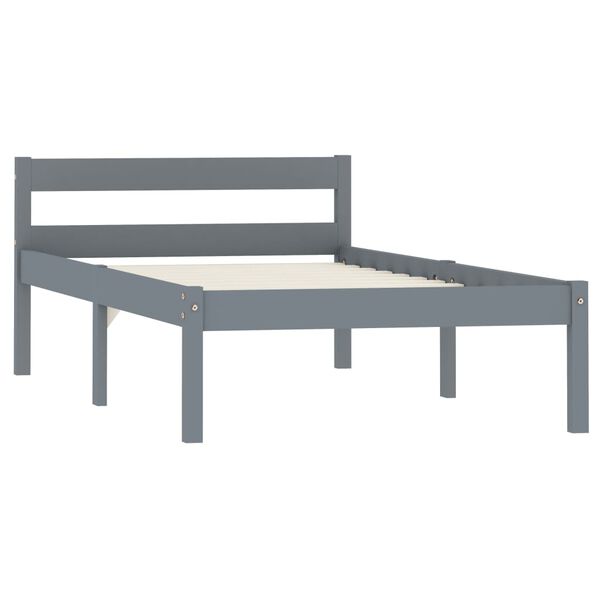 vidaXL Estrutura de cama c/ 2 gavetas 100x200 cm pinho maci&ccedil;o cinzento