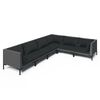 vidaXL 6 pcs conj. lounge jardim c/ almofad&otilde;es vime PE cinzento-escuro