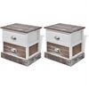 vidaXL Mesas de cabeceira 2 pcs castanho e branco