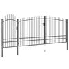 vidaXL Port&atilde;o de cerca de jardim Woerden com topo em forma de lan&ccedil;a, 5x1,95 m, preto
