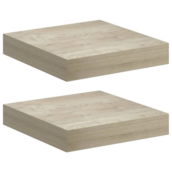 vidaXL Prateleiras de parede suspensas 2pcs 23x23,5x3,8cm MDF carvalho