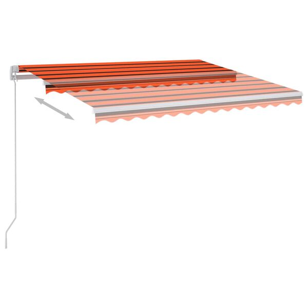 vidaXL Toldo retr&aacute;til manual com LED 300x250 cm laranja e castanho