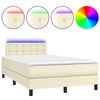 vidaXL Cama box spring c/ colch&atilde;o/LED 120x200cm couro artificial creme