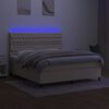 vidaXL Cama box spring c/ colch&atilde;o e LED 160x200 cm tecido cor creme