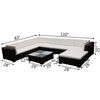 vidaXL 8 pcs conjunto lounge jardim c/ almofad&otilde;es vime PE castanho