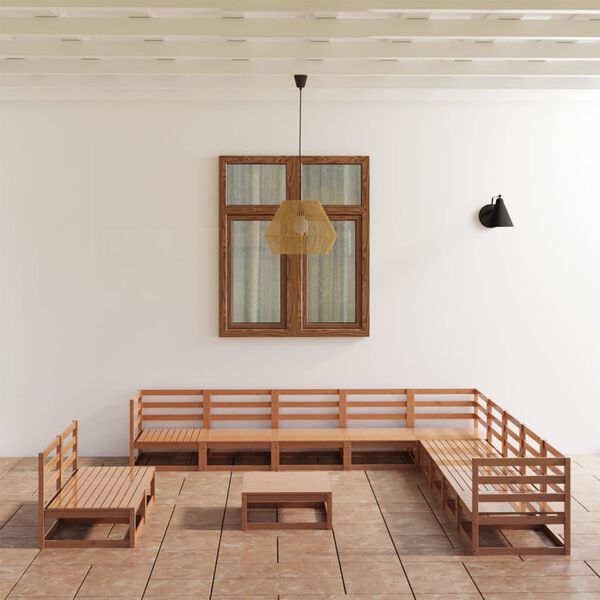 vidaXL 12 pcs conjunto lounge de jardim pinho s&oacute;lido castanho mel