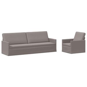 vidaXL Conjunto de Sof&aacute;s 2 pcs Cinzento-acastanhado Tecido