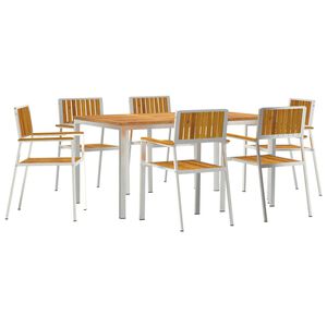 vidaXL Conjunto de Jantar para Exterior 7 pcs Madeira S&oacute;lida de Ac&aacute;cia