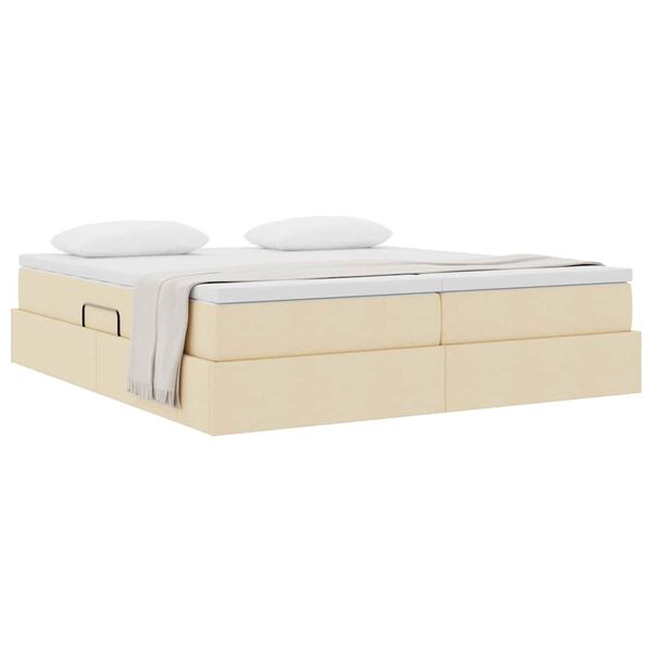 vidaXL Cama com arruma&ccedil;&atilde;o e colch&atilde;o Creme 180 x 200 cm Poli&eacute;ster