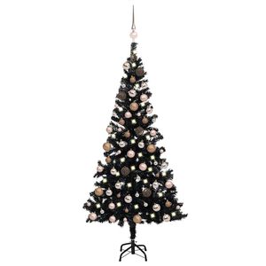 vidaXL &Aacute;rvore Natal artificial pr&eacute;-iluminada c/ bolas PVC preto