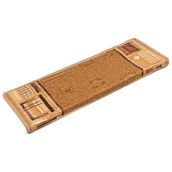 vidaXL Tapetes de escadas adesivos 10 pcs 65x21x4 cm bege