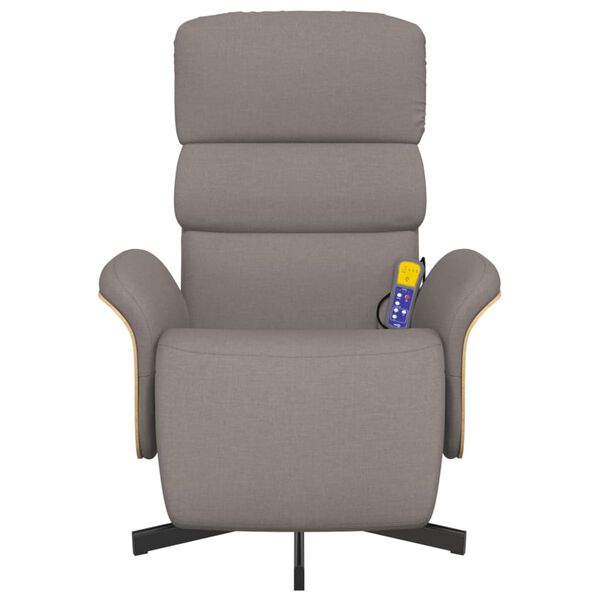 vidaXL Cadeira massagens reclin. c/ apoio p&eacute;s tecido cinza-acastanhado