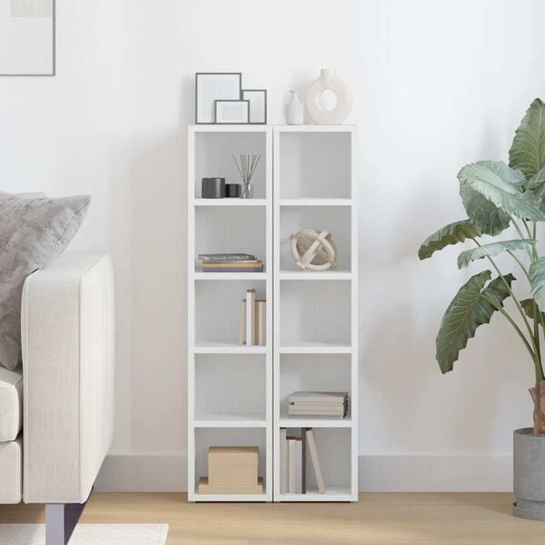 vidaXL Arm&aacute;rios para CD 2 pcs 21x16x93,5 cm contraplacado branco