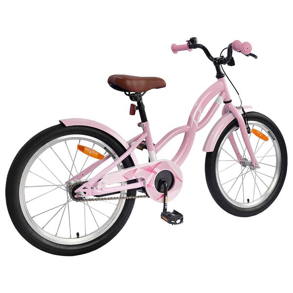vidaXL Bicicleta Infantil 18 Polegadas para 5-7 anos Rosa Claro