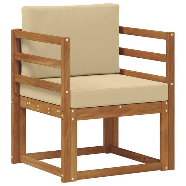 vidaXL Sof&aacute; exterior Madeira de Ac&aacute;cia maci&ccedil;a e Poli&eacute;ster Natural