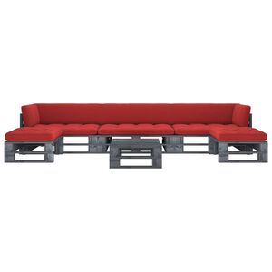 vidaXL 6 pcs conj. lounge paletes c/ almofad&otilde;es pinho impregnado cinza