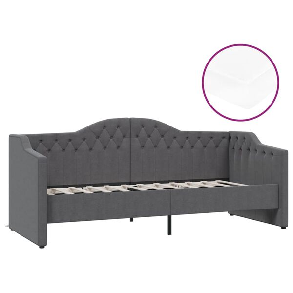 vidaXL Sof&aacute;-cama c/ colch&atilde;o e sa&iacute;da USB 90x200 cm tecido cinza-escuro