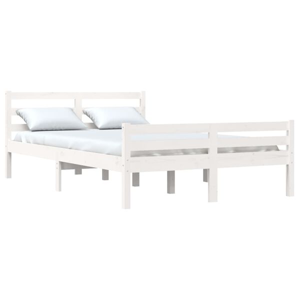 vidaXL Estrutura de cama 160x200 cm madeira maci&ccedil;a branco