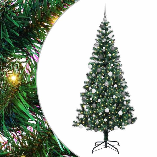 vidaXL &Aacute;rvore de Natal Artificial Pr&eacute;-iluminada Verde 210 cm