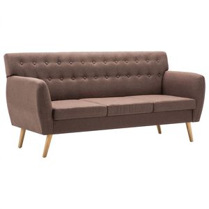 vidaXL Sof&aacute; de 3 lugares estofos de tecido 172x70x82 cm castanho
