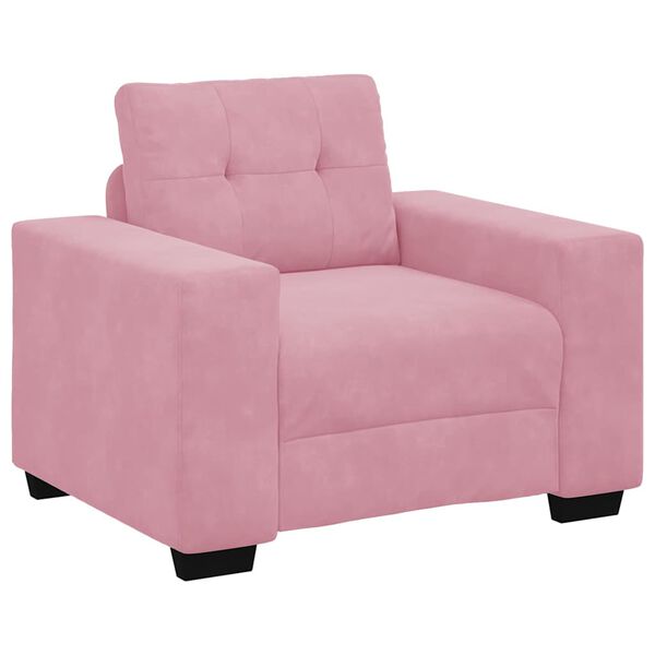 vidaXL Conjunto de Sof&aacute;s 3 pcs Rosa 221 x 80 x 80 cm Veludo