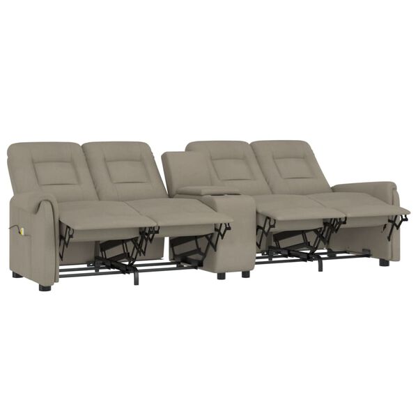 vidaXL Poltrona massagem 4 lug. reclin&aacute;vel c/ suporte copo cinza-claro