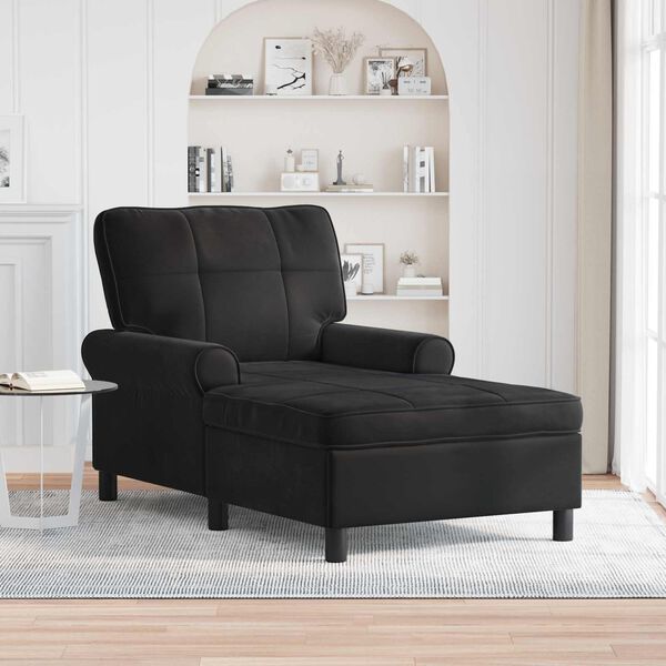 vidaXL Chaise Lounge com almofada Preto 91 x 157 x 91 cm Veludo