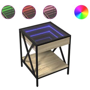 vidaXL Mesa de centro luzes LED Infinity 40x40x49 cm carvalho sonoma