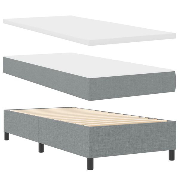vidaXL Cama Box com colch&atilde;o com led Cinzento-claro 80 x 200 cm tecido