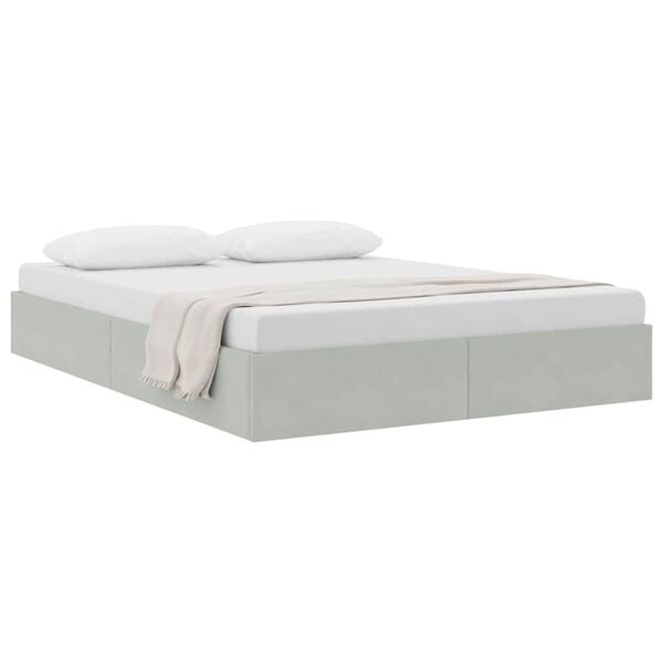 vidaXL Cama com Armazenamento Cinzento-claro 140 x 190 cm Veludo