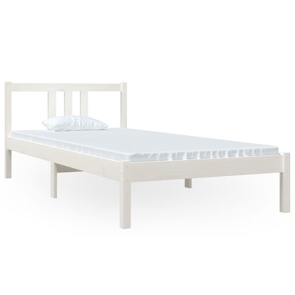 vidaXL Estrutura de cama 90x200 cm madeira maci&ccedil;a branco