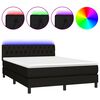 vidaXL Cama box spring c/ colch&atilde;o e LED 140x190 cm tecido preto
