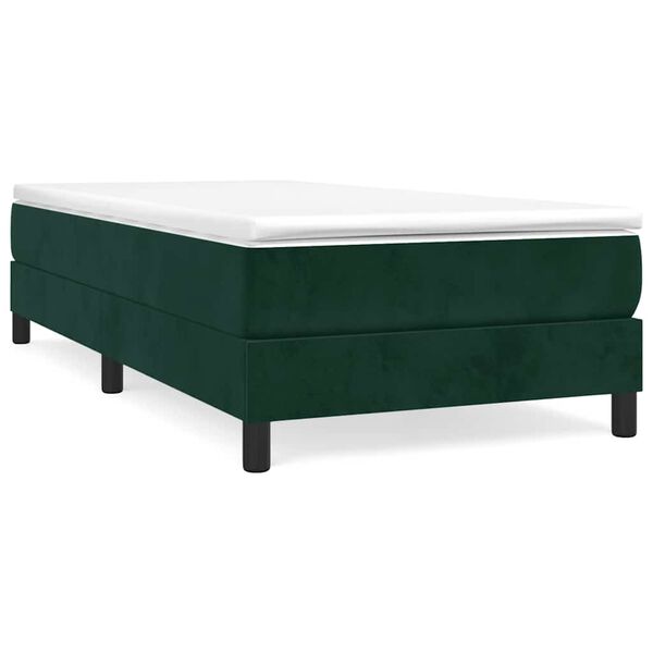 vidaXL Cama boxspring com colch&atilde;o 120x200 cm veludo verde-escuro