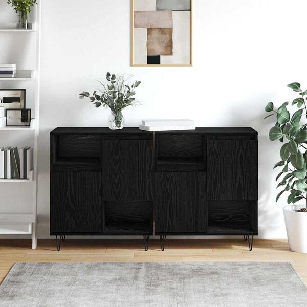 vidaXL Buffet 2 pcs Carvalho Preto 60 x 35 x 70 cm