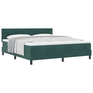 vidaXL Cama Box com colch&atilde;o Verde Escuro 180 x 200 cm Veludo