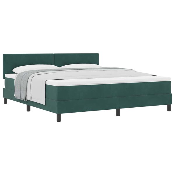 vidaXL Cama Box com colch&atilde;o Verde Escuro 180 x 200 cm Veludo