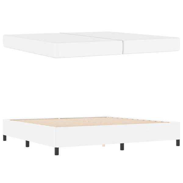vidaXL Estrutura da Cama com colch&atilde;o Branco 200 x 200 cm tecido