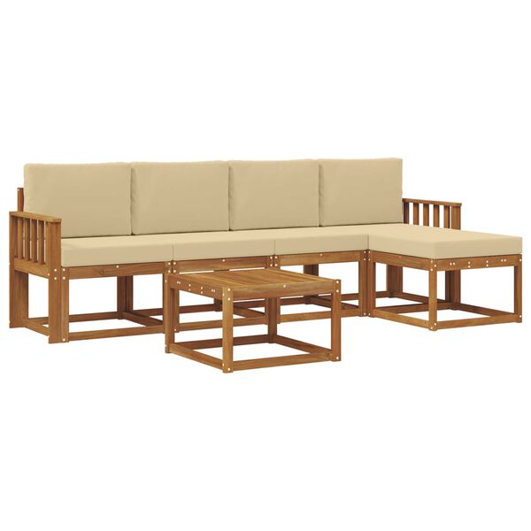 vidaXL Conjunto de Sof&aacute;s para Exterior 6 pcs Natural e Bege