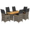 vidaXL 7 pcs conjunto bistr&ocirc; de jardim c/ almofad&otilde;es vime PE cinza
