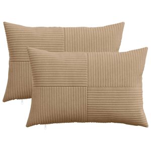 vidaXL Capa almofada 2 pcs ALMELO Castanho 30 x 50 cm cord&atilde;o