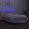 vidaXL Cama box spring c/ colch&atilde;o e LED 80x200 cm tecido cor creme