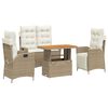 vidaXL 4 pcs conjunto de jantar p/ jardim c/ almofad&otilde;es vime PE bege