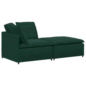 vidaXL Sof&aacute; modular com pufes e almofadas veludo verde-escuro