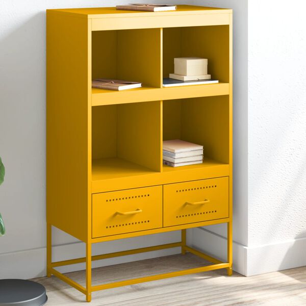 vidaXL Móvel alto 68x39x111,5 cm aço amarelo mostarda