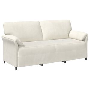 vidaXL Sof&aacute; de 3 Lugares Creme 198 x 83 x 95 cm Veludo