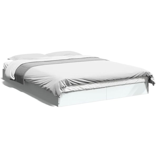 vidaXL Estrutura de cama 135x190 cm derivados de madeira branco