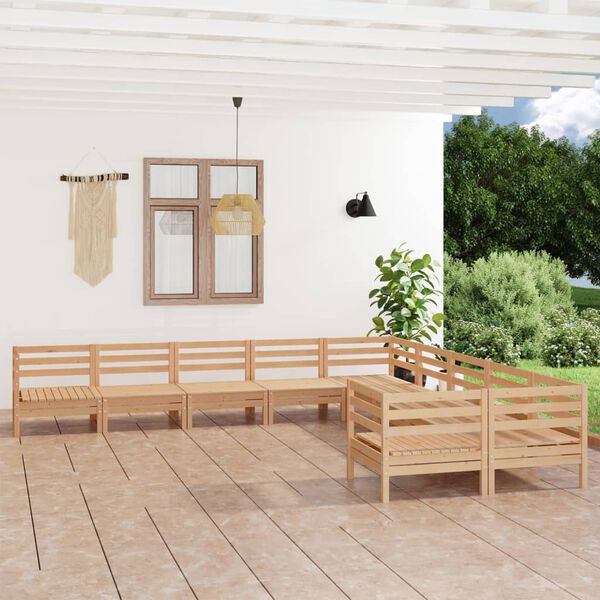vidaXL 10 pcs conjunto lounge de jardim pinho maci&ccedil;o