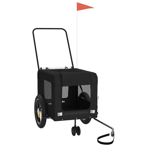 vidaXL Reboque bicicleta p/ animais tecido oxford/ferro preto