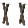 vidaXL P&eacute;s para mesa de centro em formato de X, 2 pe&ccedil;as, a&ccedil;o natural, 38 x (42-43) cm, a&ccedil;o
