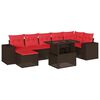 vidaXL Conjunto de sof&aacute; de jardim com 8 pe&ccedil;as e almofadas em rattan sint&eacute;tico marrom